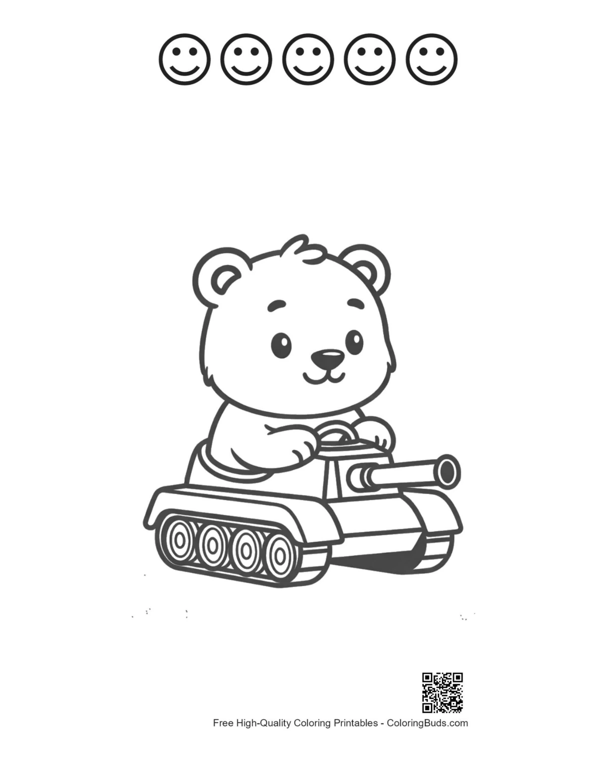 Bear cub tank printable 5 happy face outlines