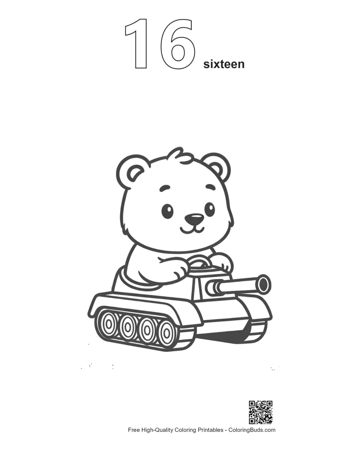 Grizzly bear cub tank forest numbered outline 16
