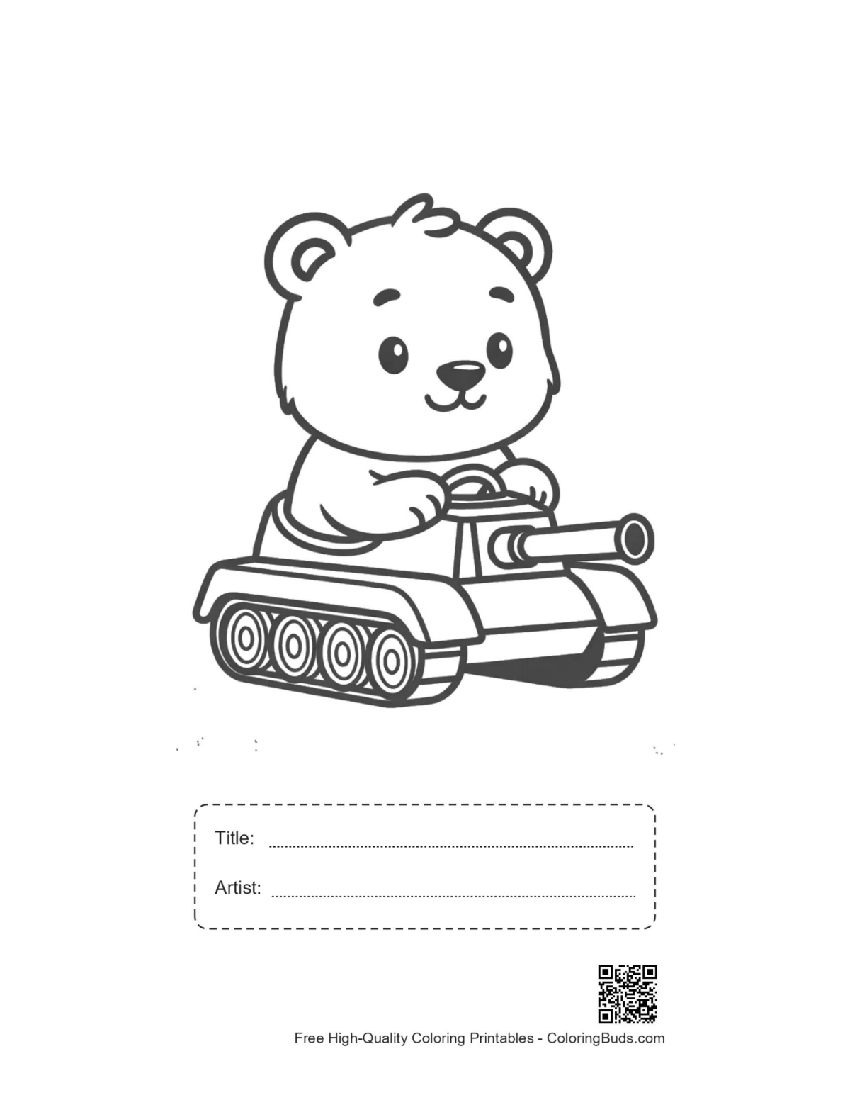 Bear cub mini tank printable with title artist box