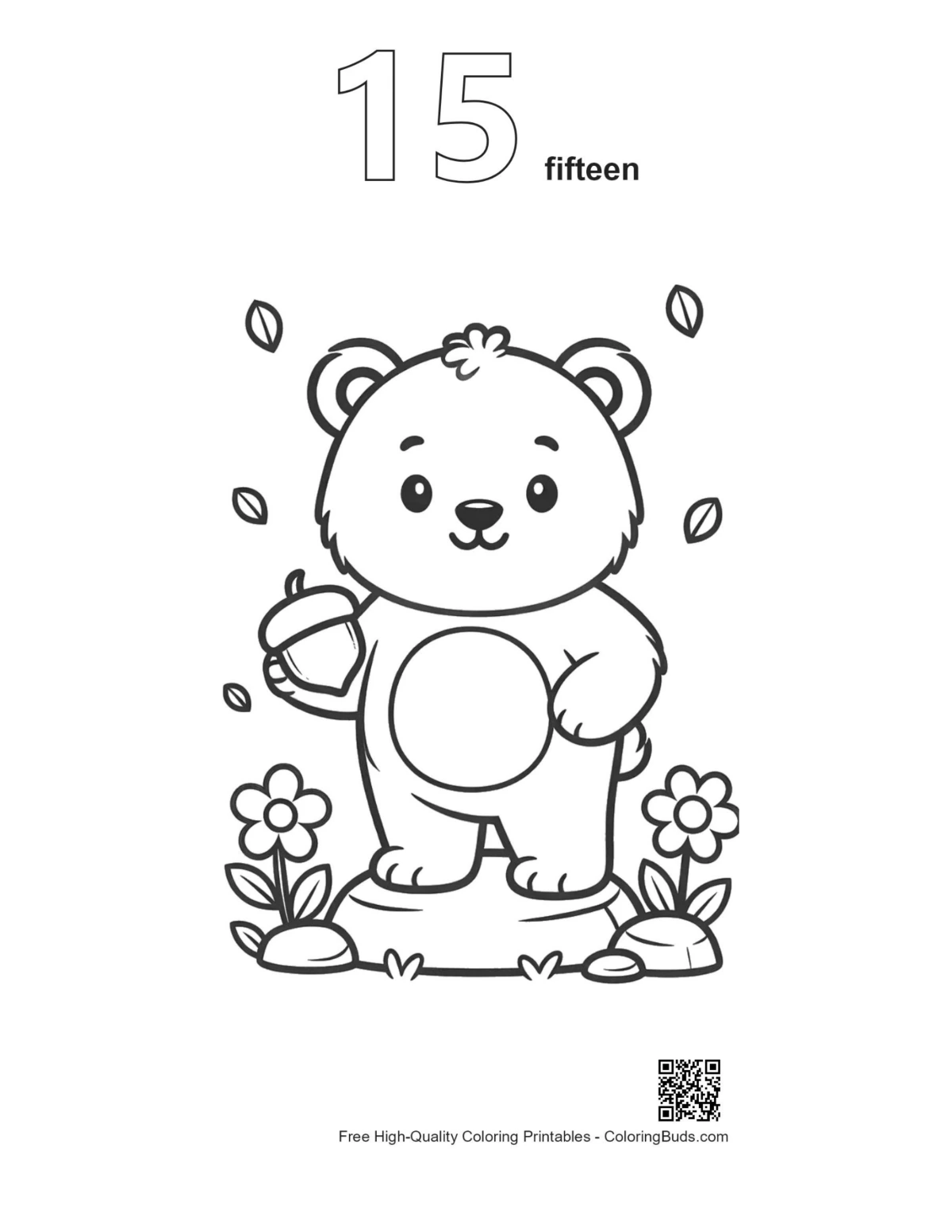 Grizzly bear treat outline number 15 coloring page