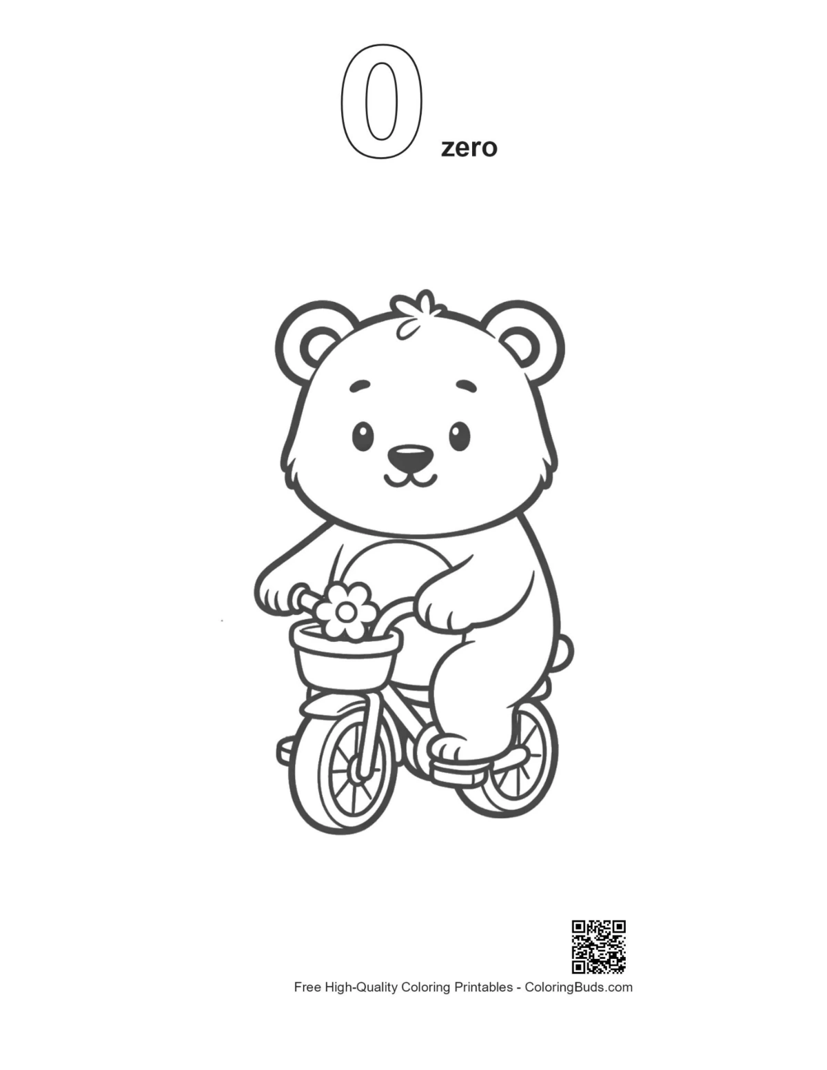 Cute grizzly bear numbered outline printable