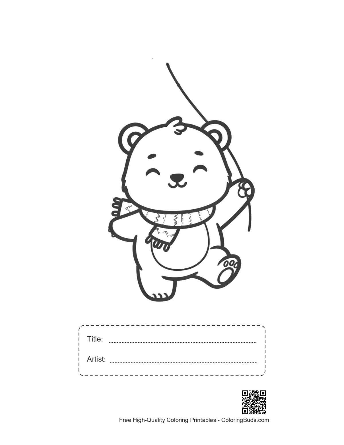 Grizzly bear kids printable with title artist box