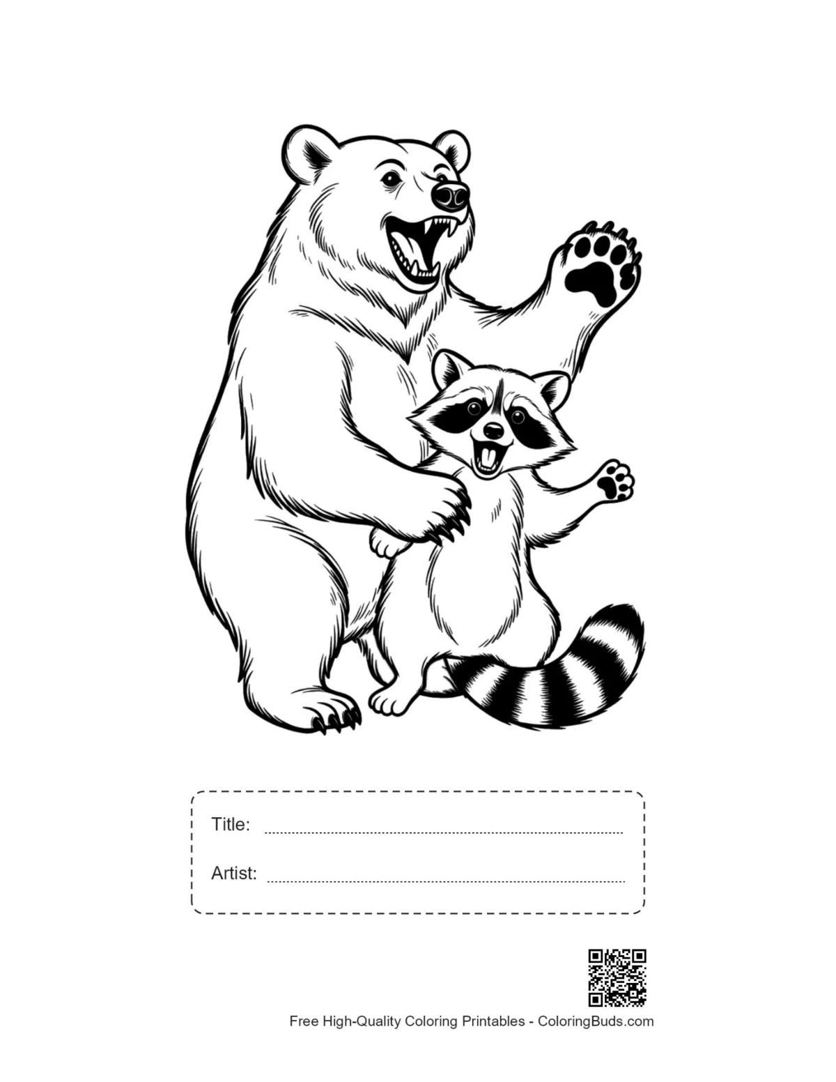 Grizzly bear printable with title artist box