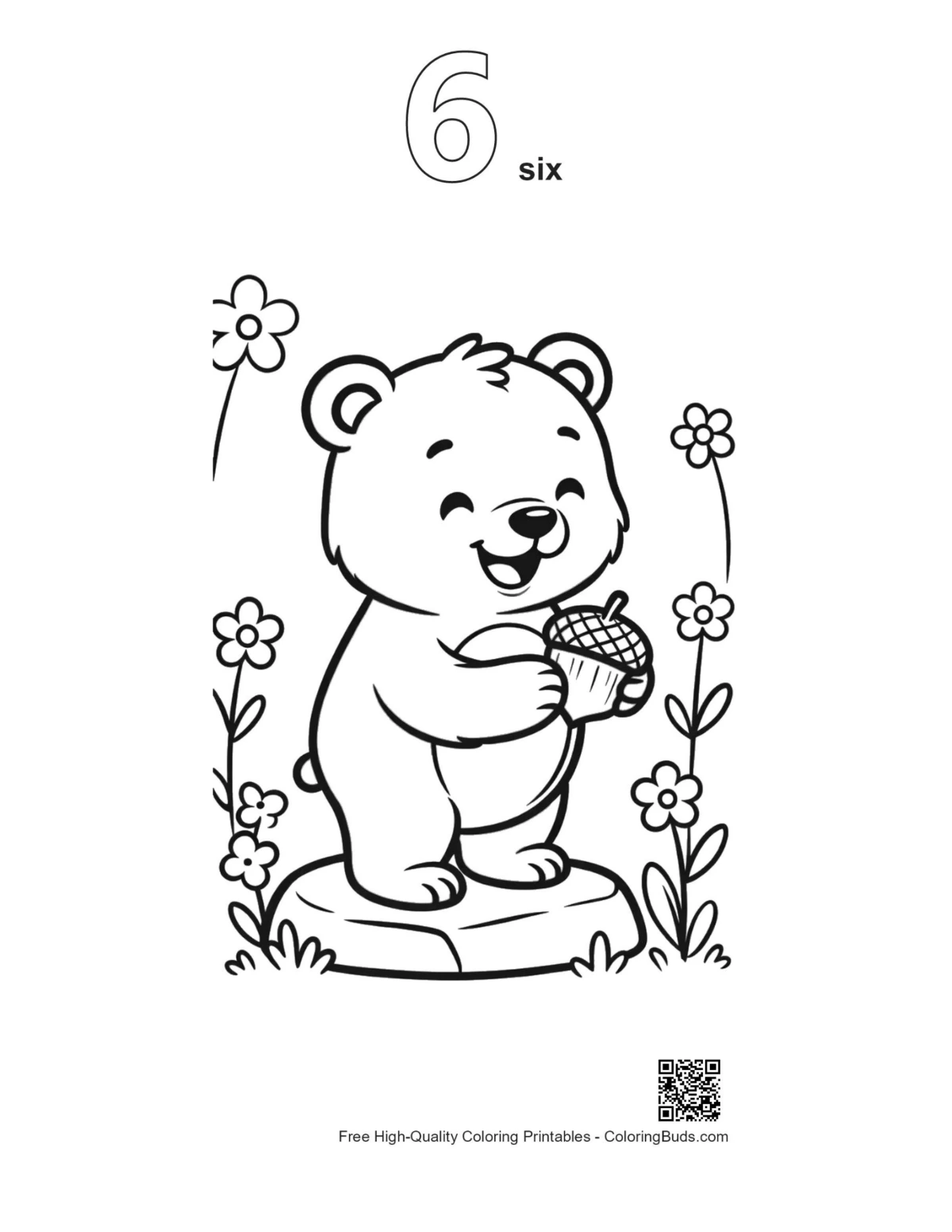 Grizzly bear forest snack outline coloring page number 6