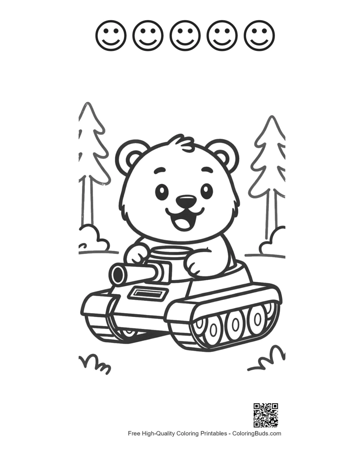 Grizzly bear tank with happy faces outline printable