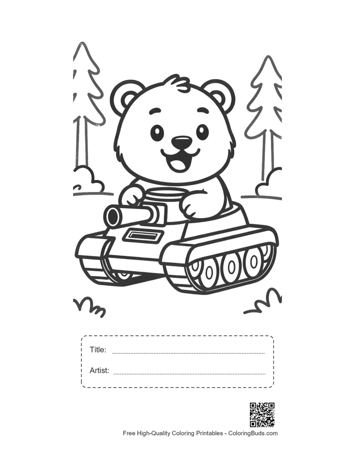 Grizzly bear tank printable with title box