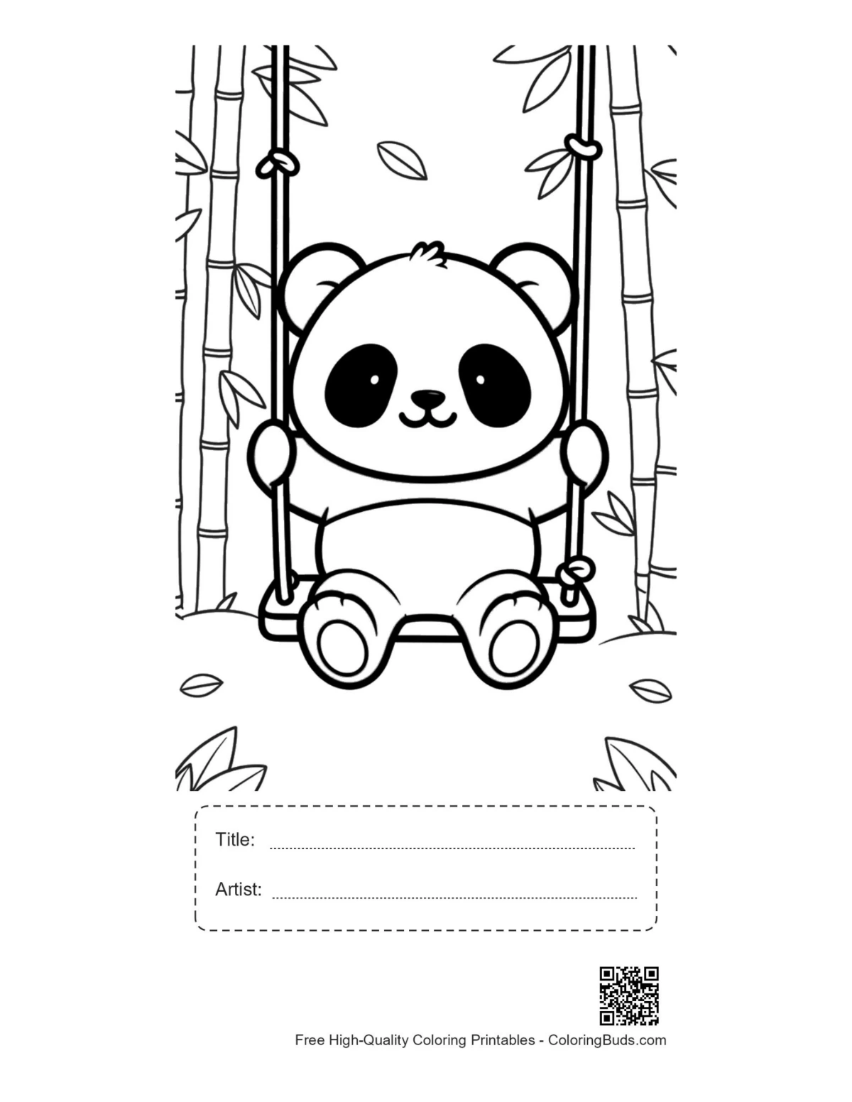 Baby panda swing printable with title and artist box