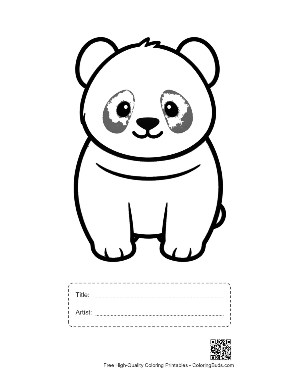 Cute baby panda printable with title artist box