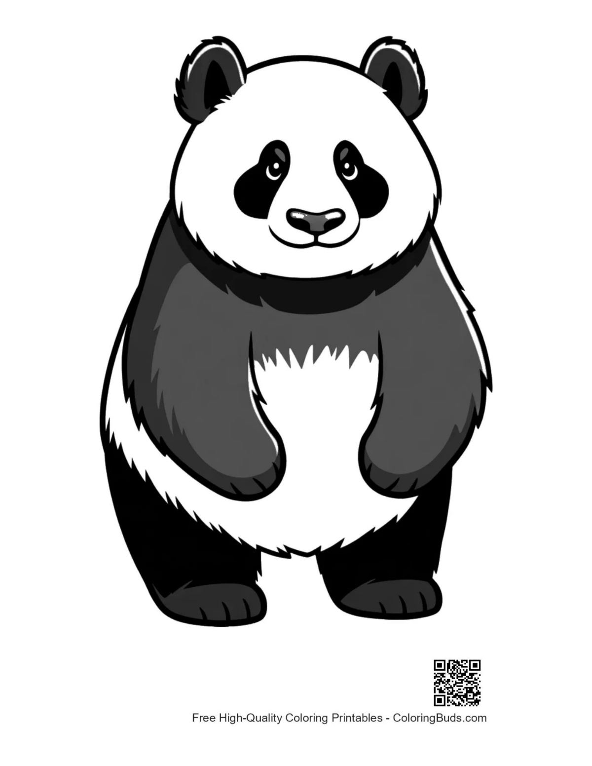Cute cartoon panda standing smiling