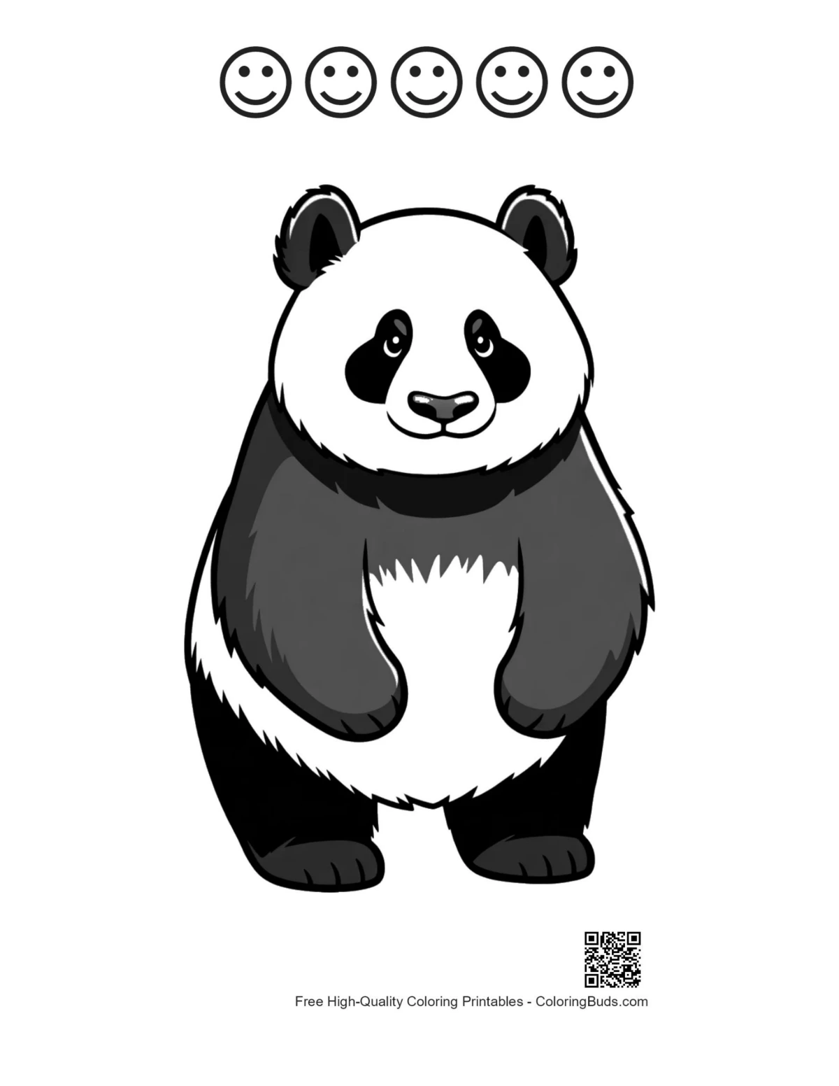 Smiling panda with happy faces