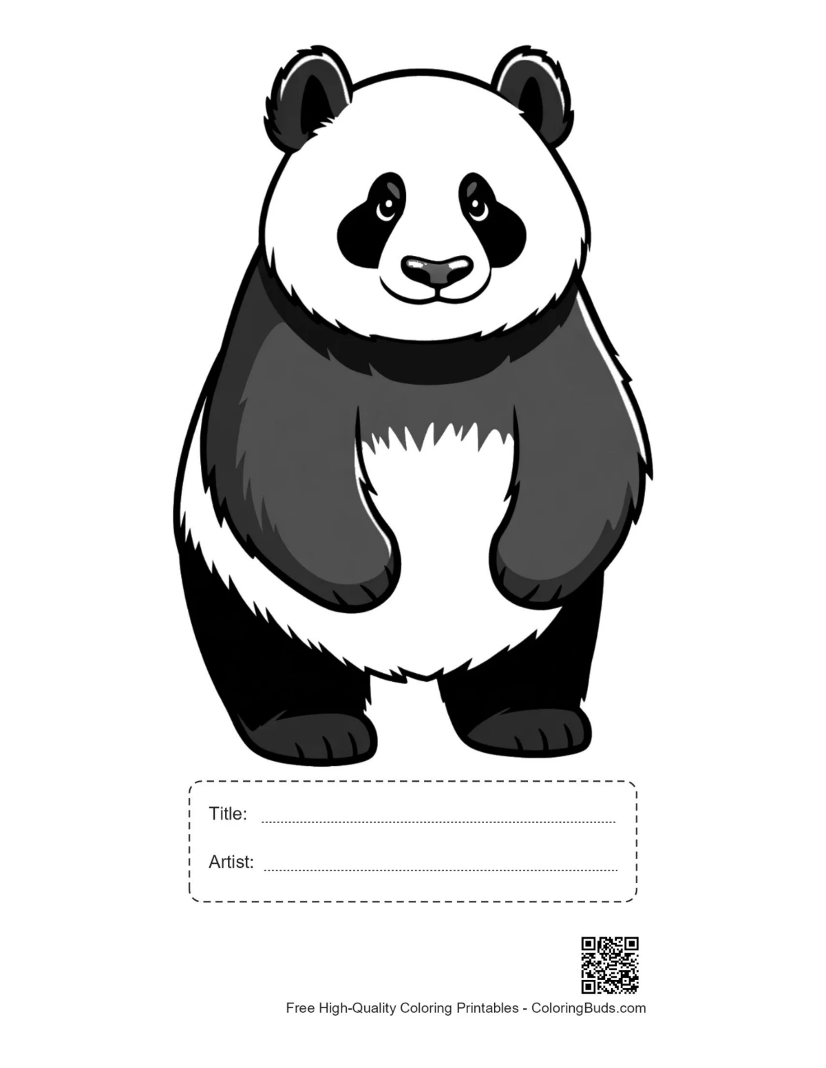 Printable smiling panda with title box