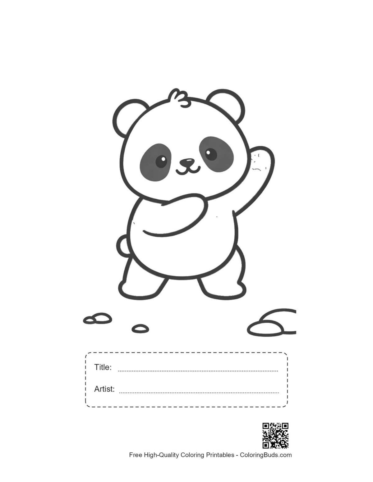 Baby panda waving forest printable with title box