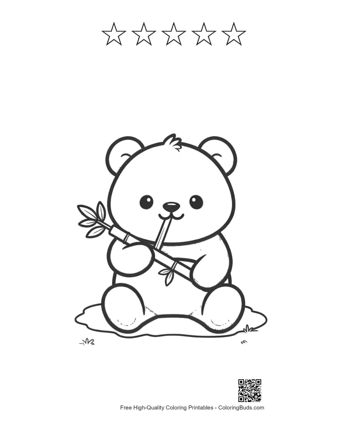 Baby panda printable with 5 star outlines