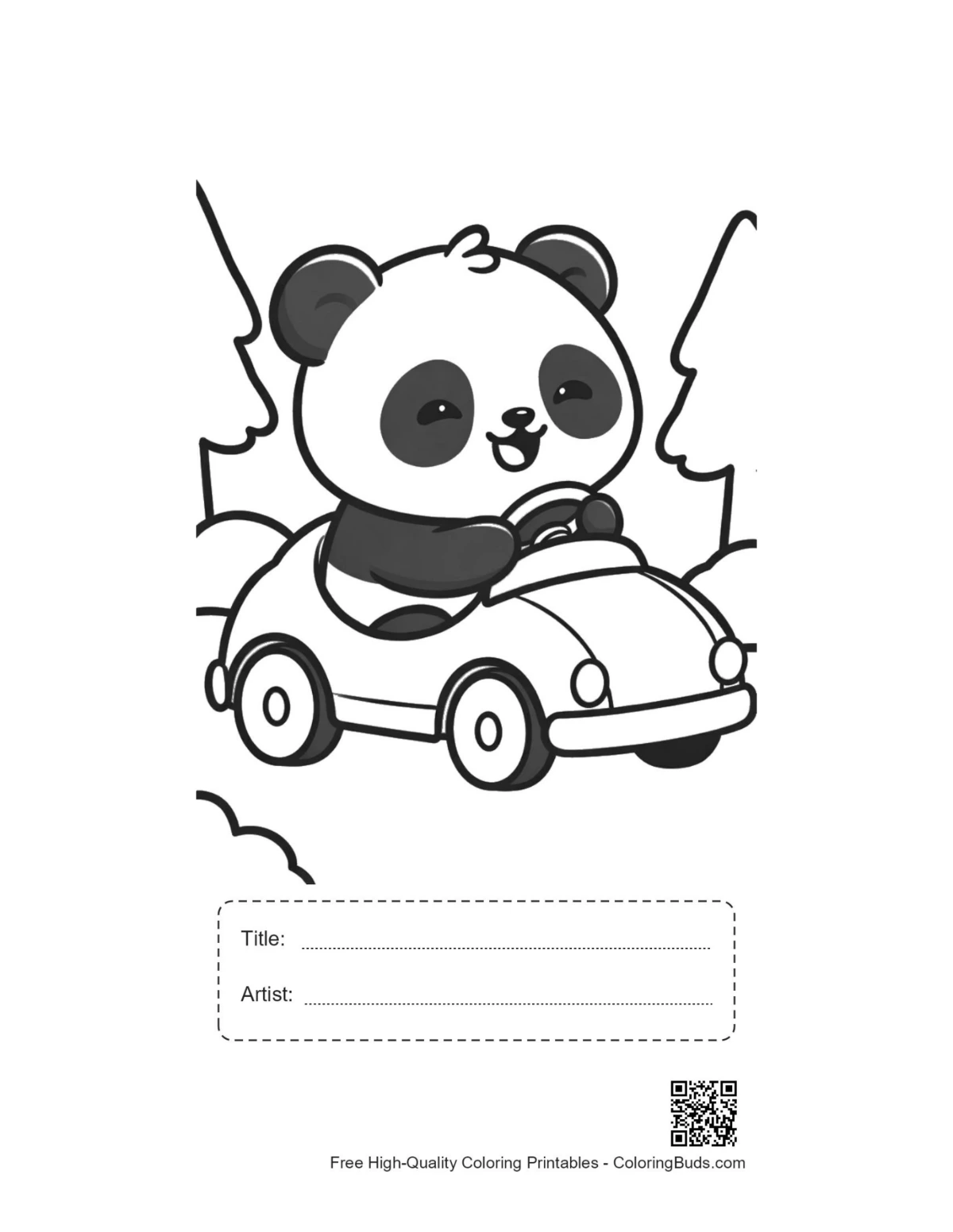 Baby panda toy car race printable with title box