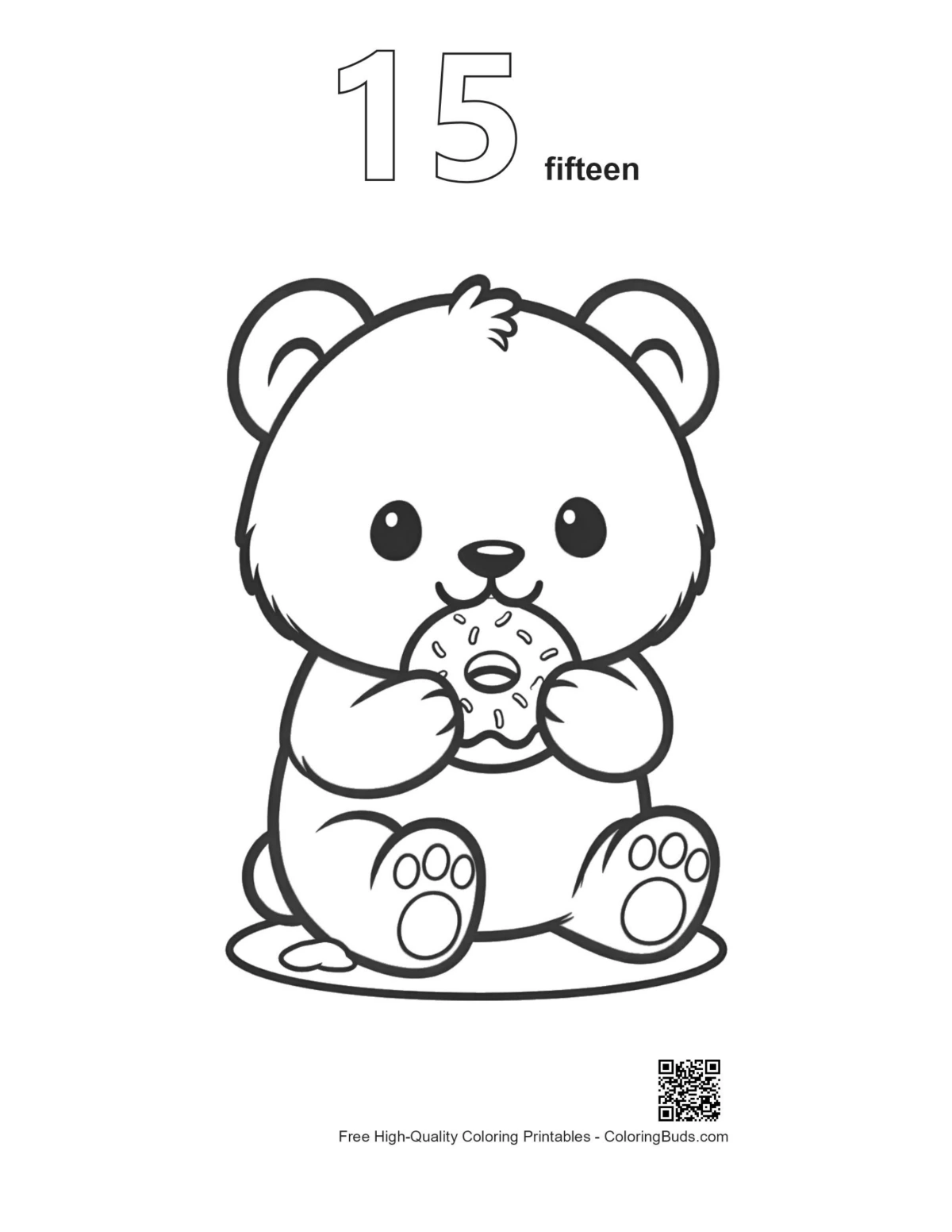 Panda cub donut coloring page outline #15