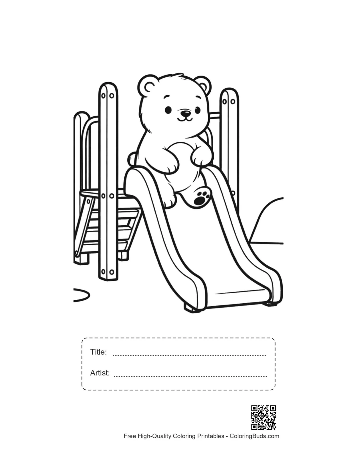 Polar bear cub park slide printable with title box