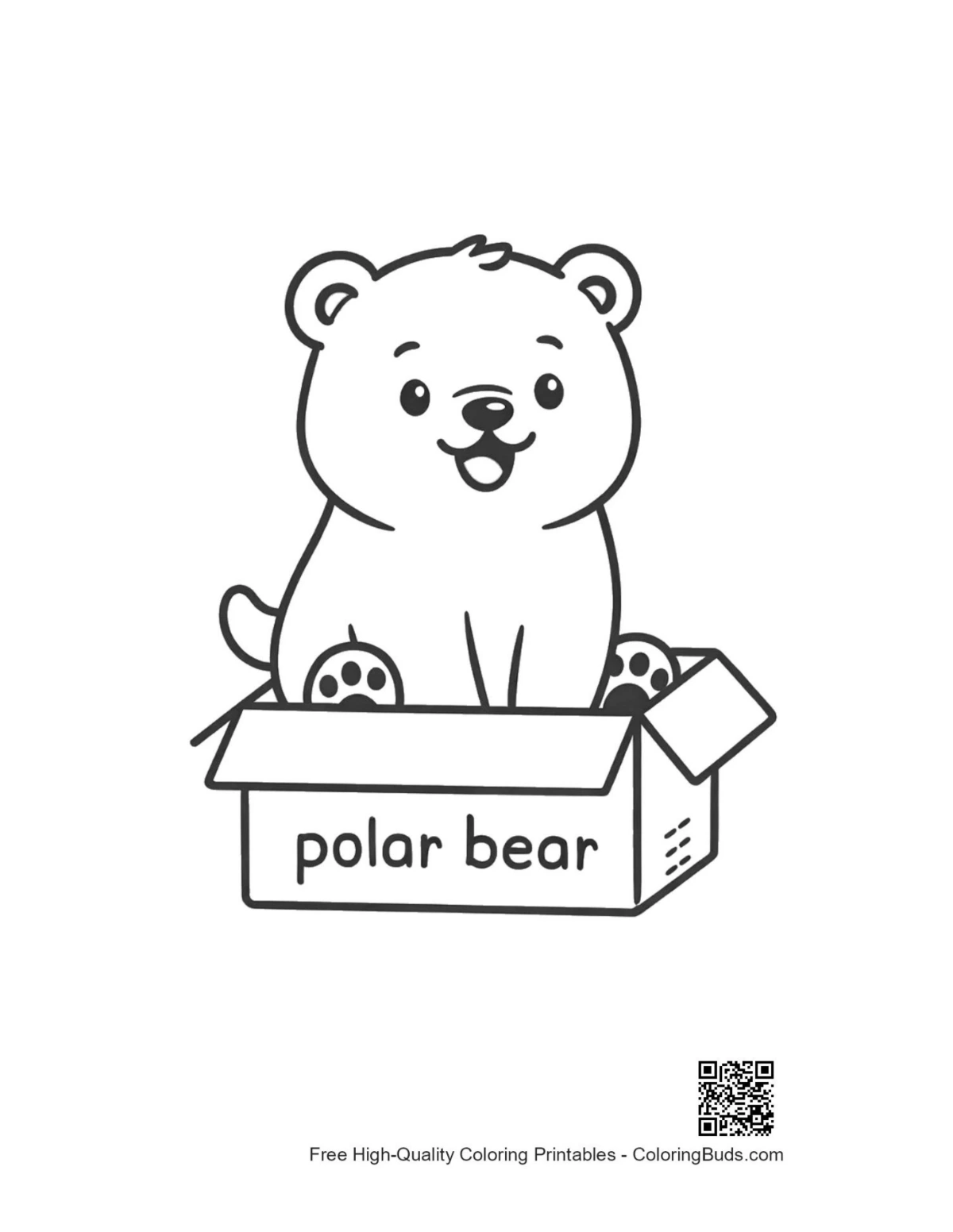 Adorable polar bear in gift box printable