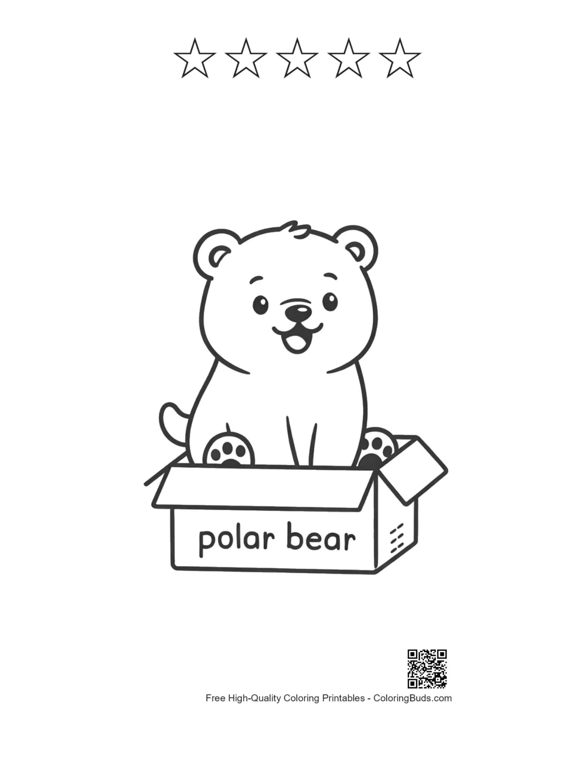 Polar bear gift box with 5 star outlines