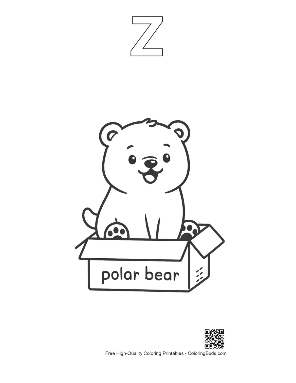 Polar bear gift box with alphabet Z outline