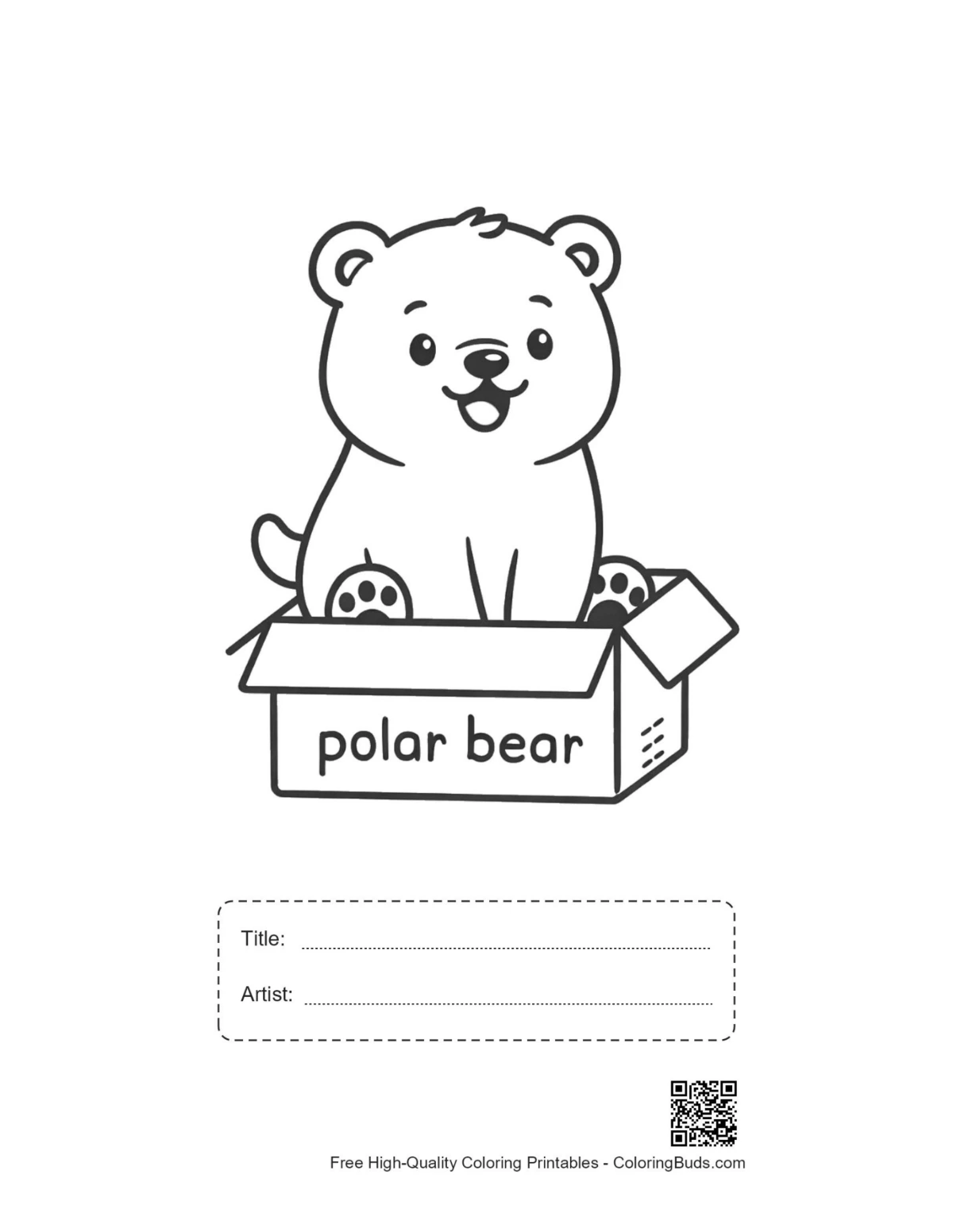 Polar bear gift box printable with title box