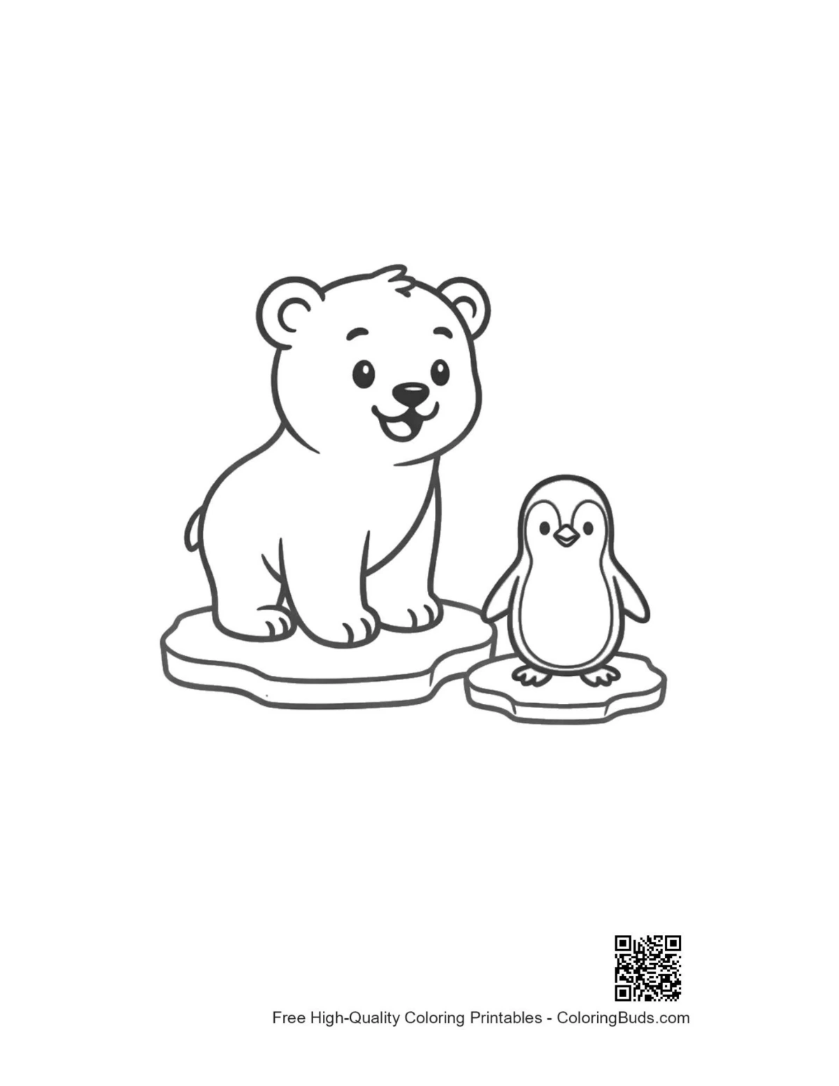 Cute polar bear printable coloring page