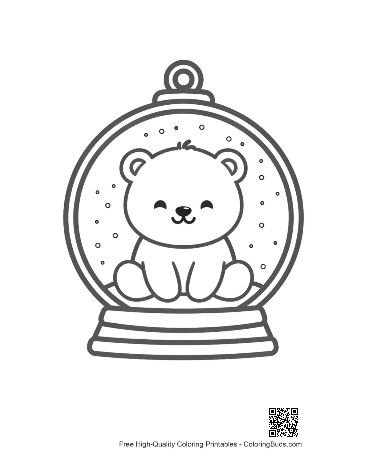 Easy polar bear outline coloring page for kids