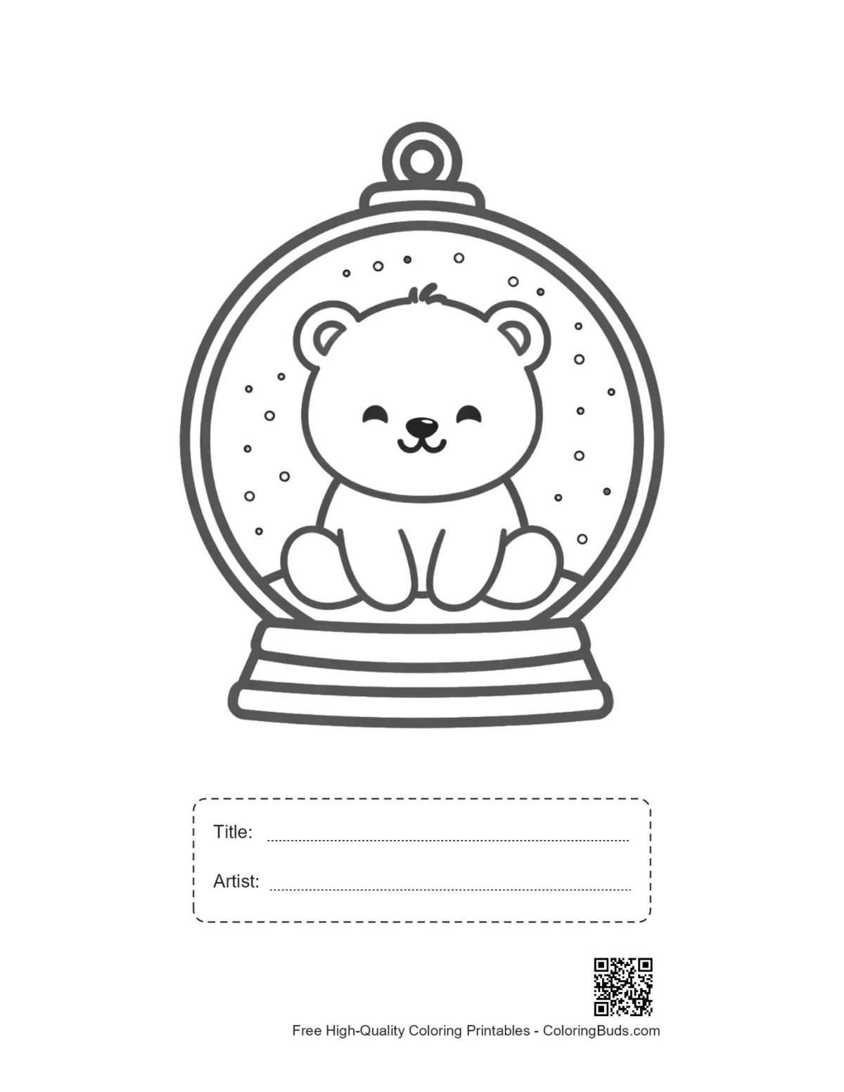 Easy polar bear printable with title artist box
