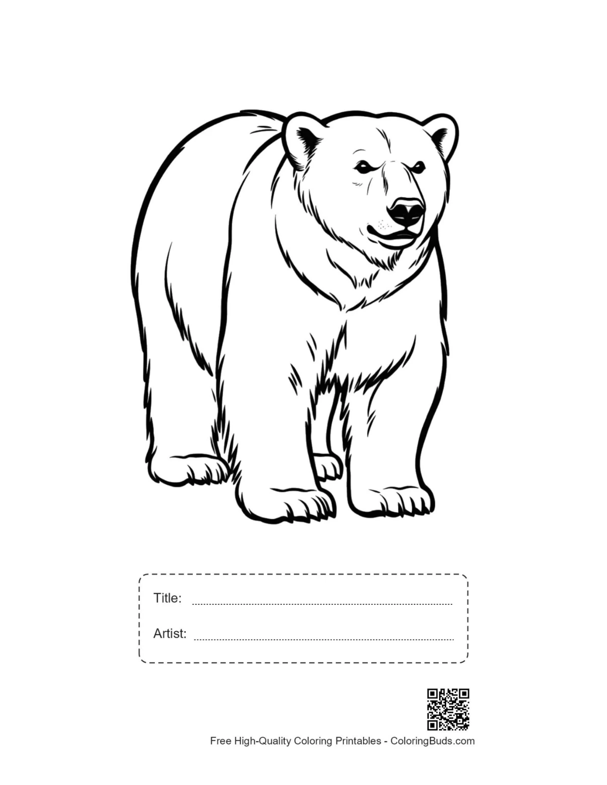 Polar bear printable with title box