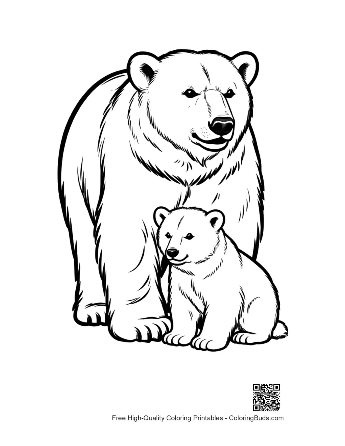 Majestic polar bear mother and cub artwork