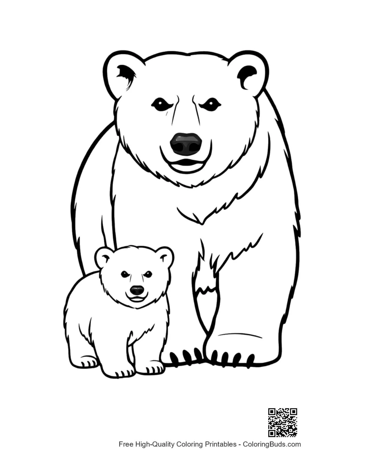 Polar bear mom and cub standing proudly illustration