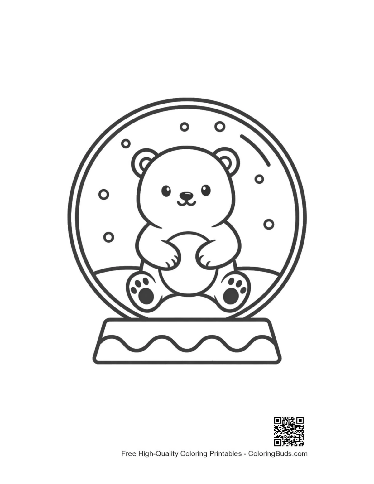 Cute polar bear printable coloring page outline