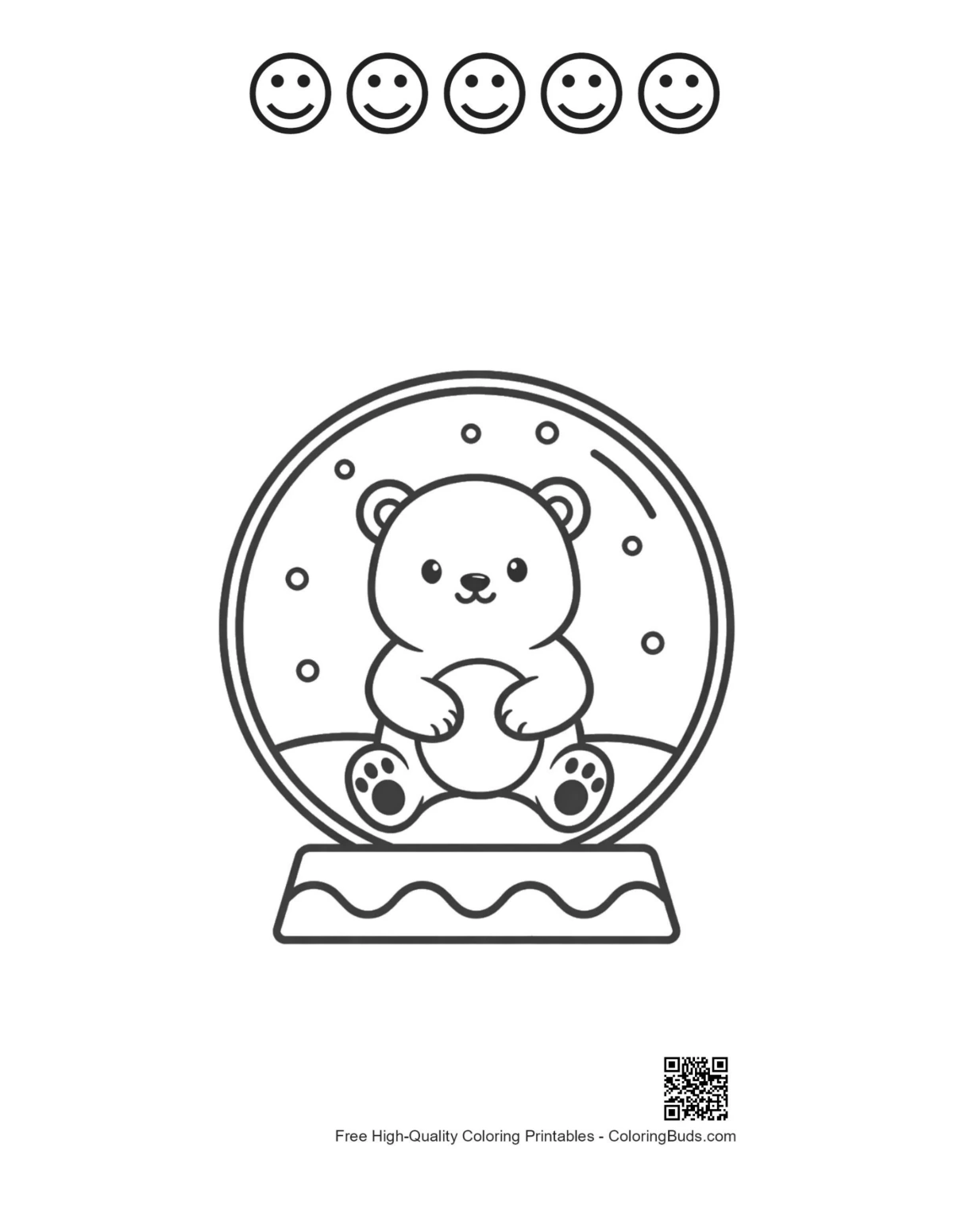 Cute polar bear printable with 5 happy faces