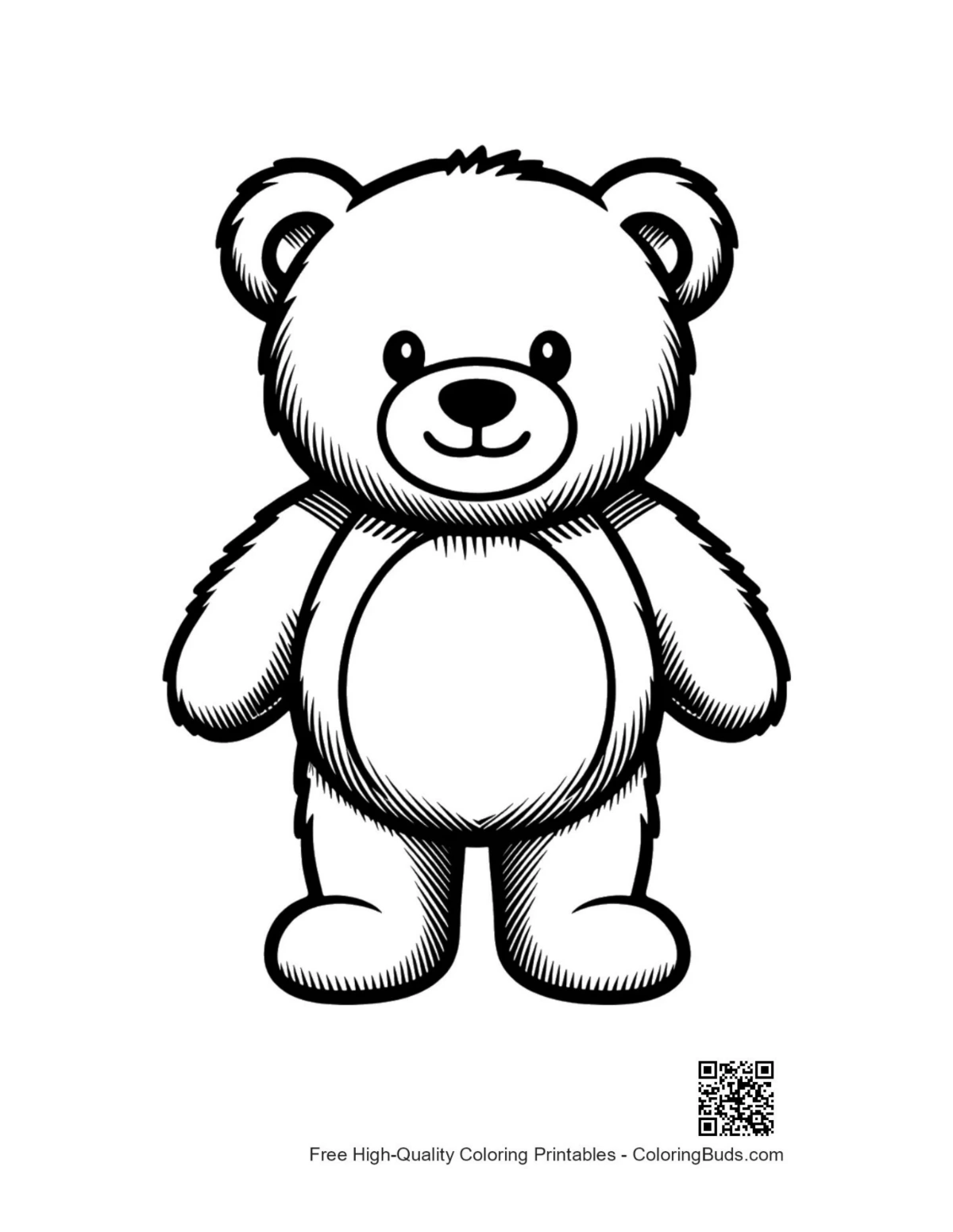 Cute smiling teddy bear outline