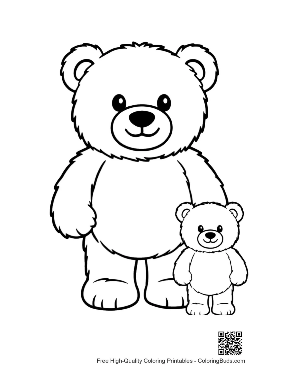 Big and little teddy bears standing together