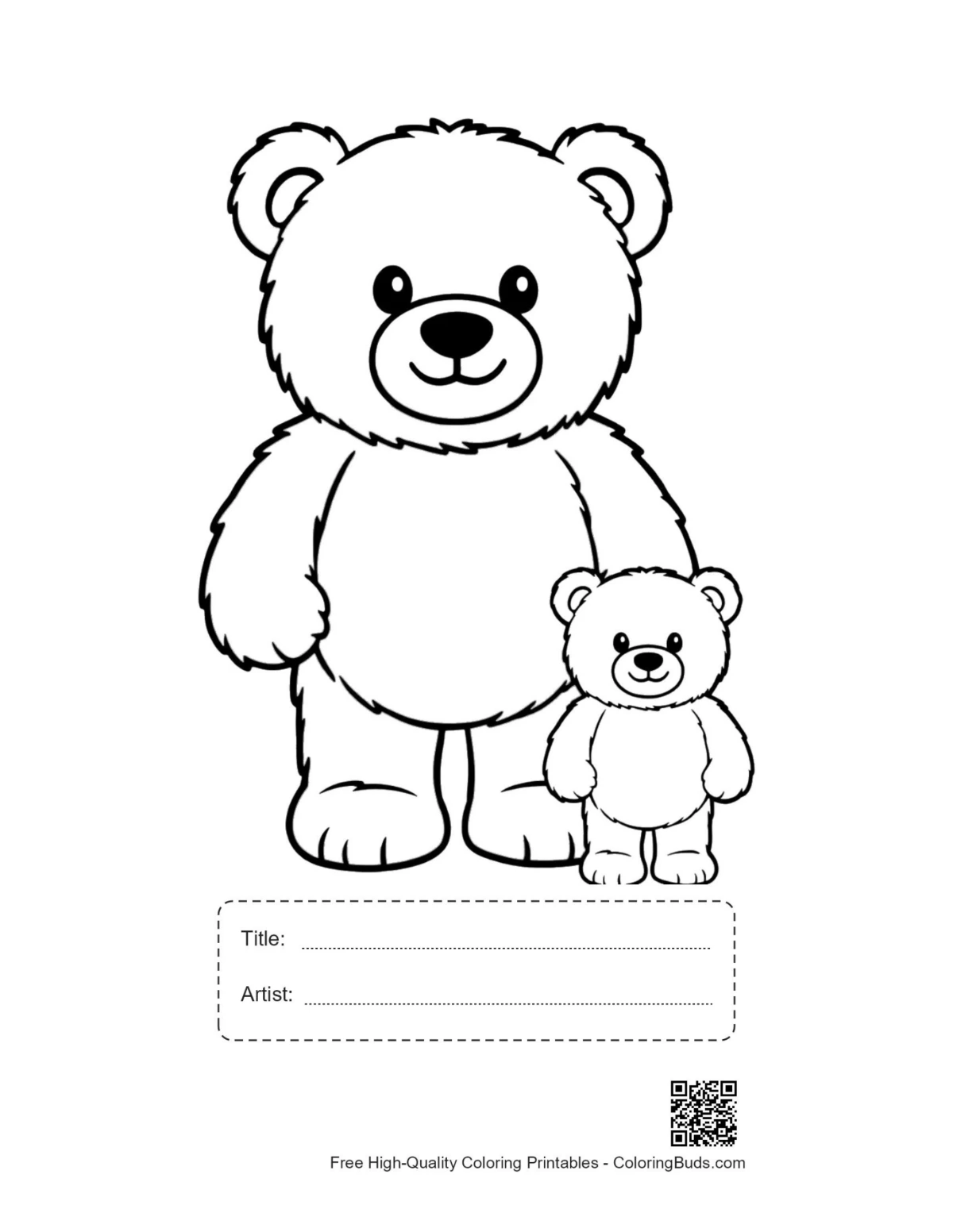Printable big little teddy bears with title box