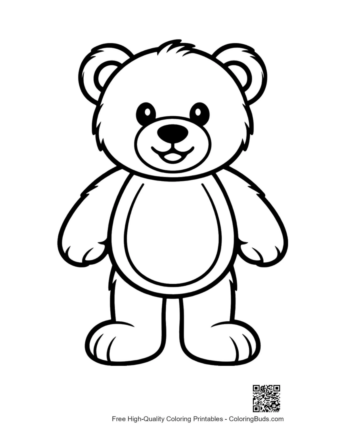 Cute smiling teddy bear outline