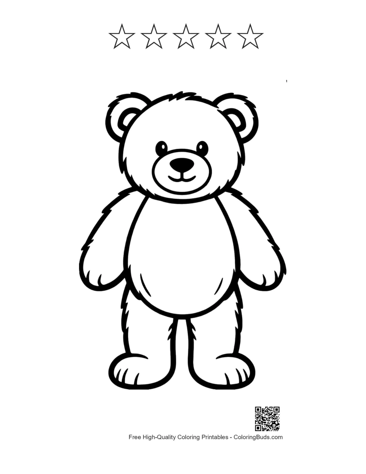 Cute teddy bear and star outlines printable