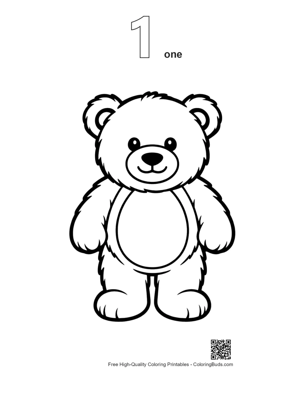 First smiling teddy bear outline printable design