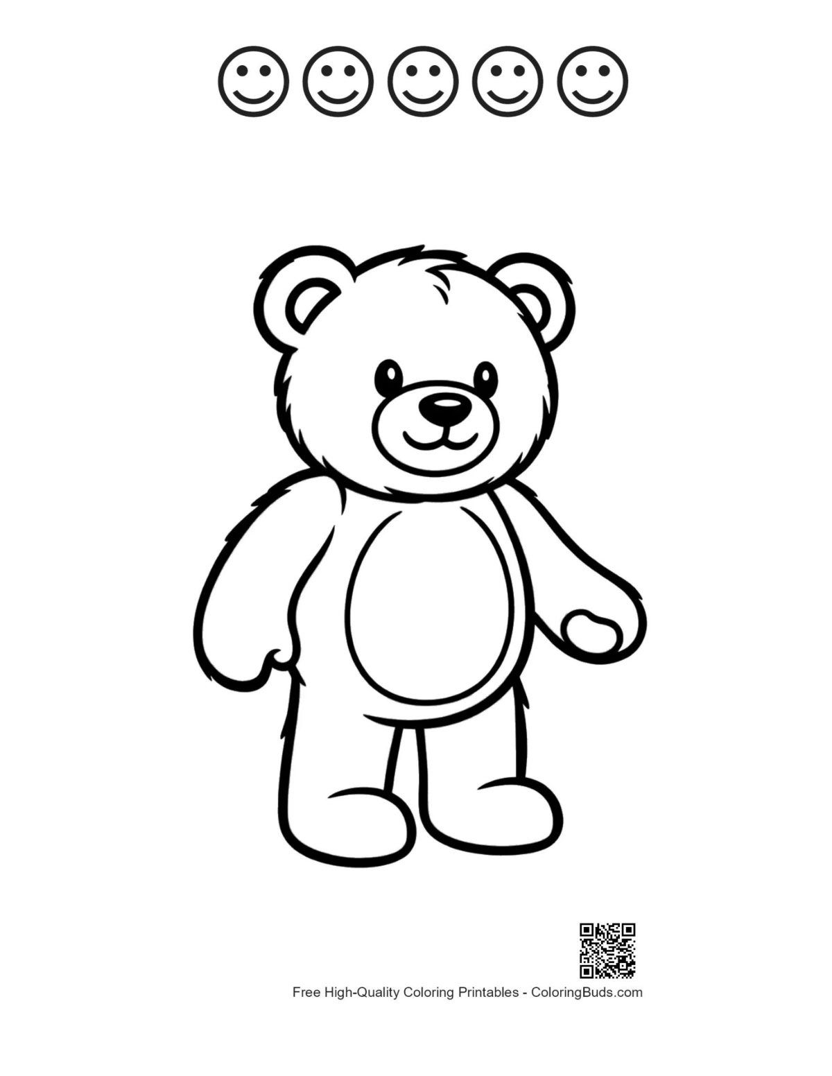 Teddy bear with happy faces outline