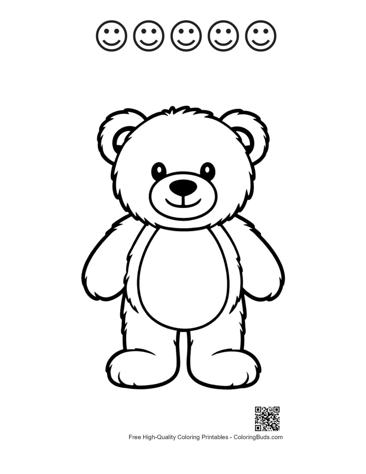 Teddy bear happy faces outline page