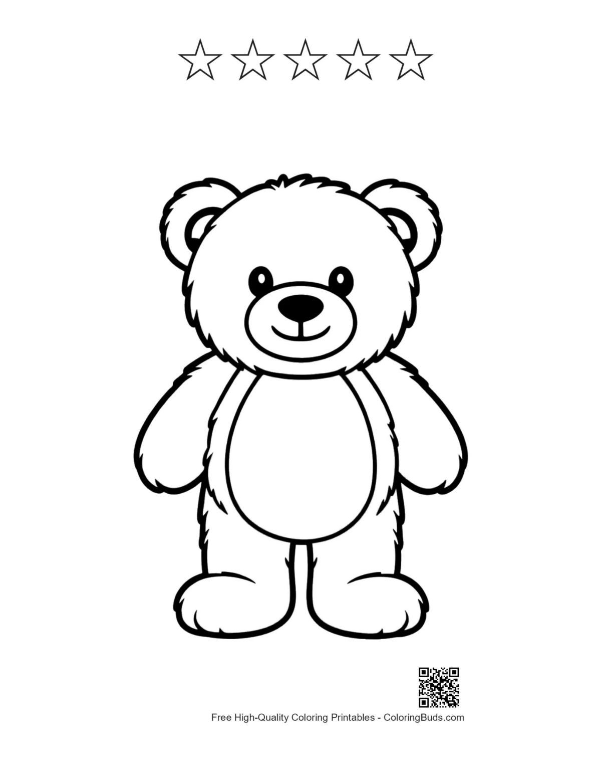 Teddy bear with star outlines printable