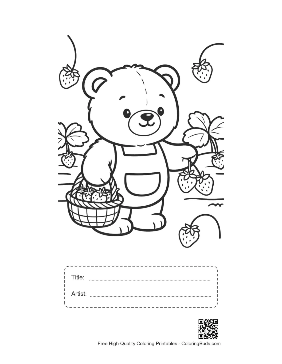 Printable teddy bear sheet with title box