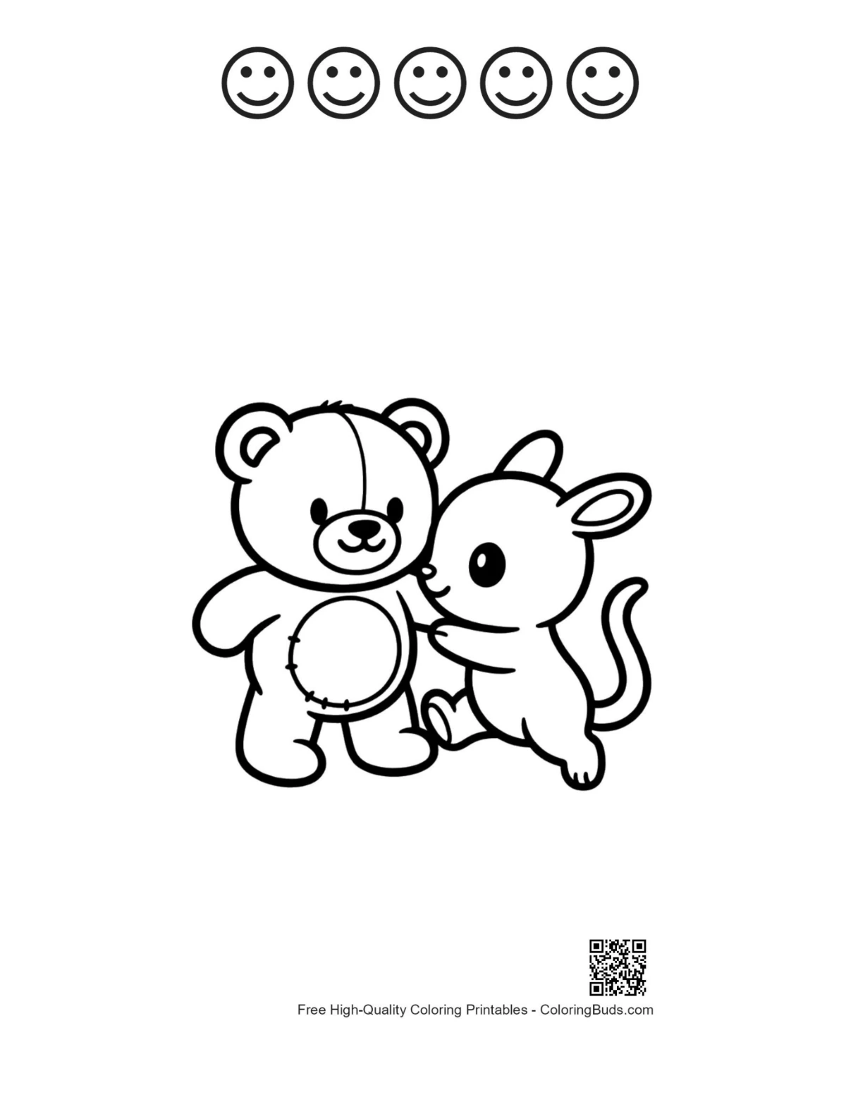 Printable teddy bear mouse with happy faces