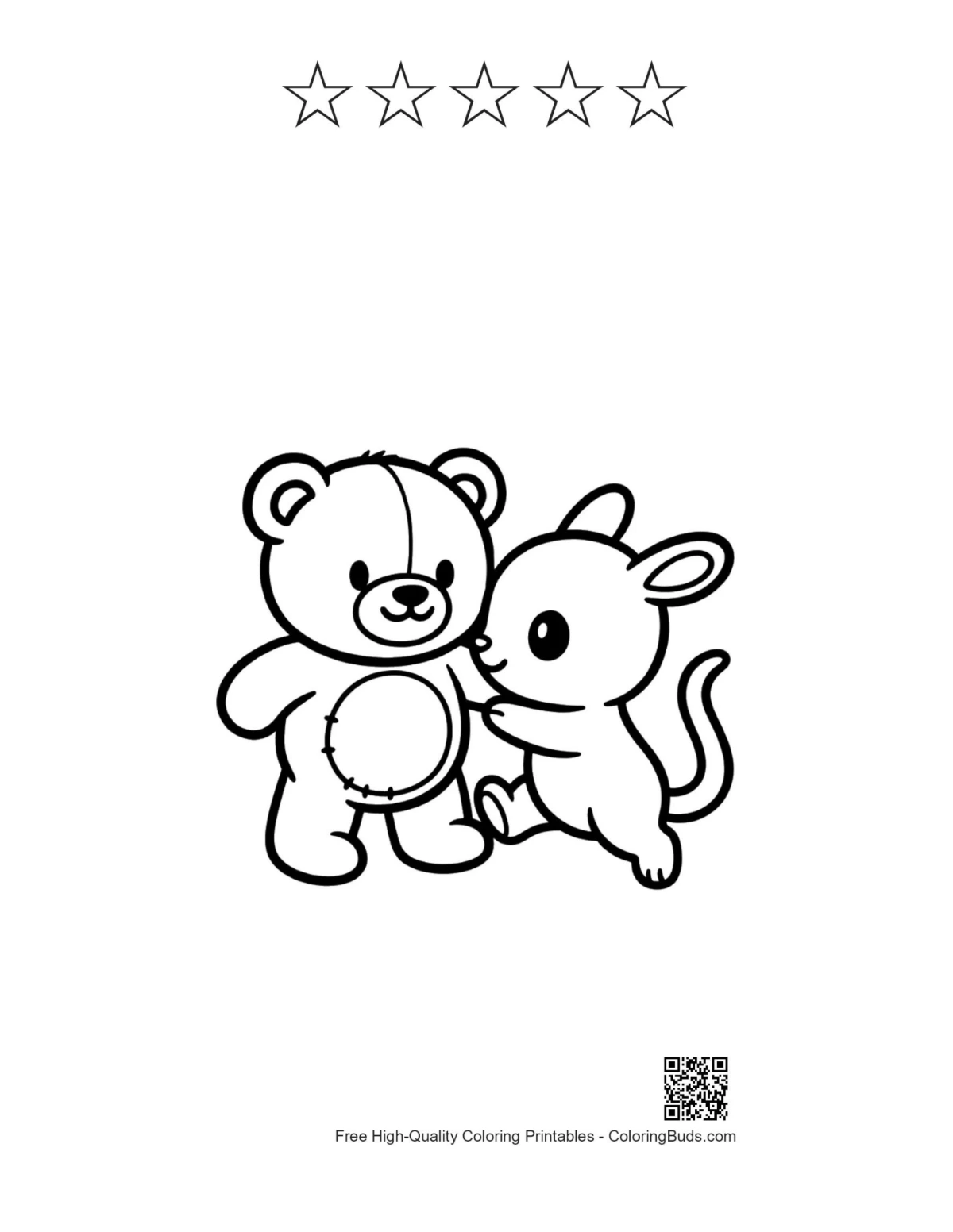 Teddy bear mouse cuddle with star outlines