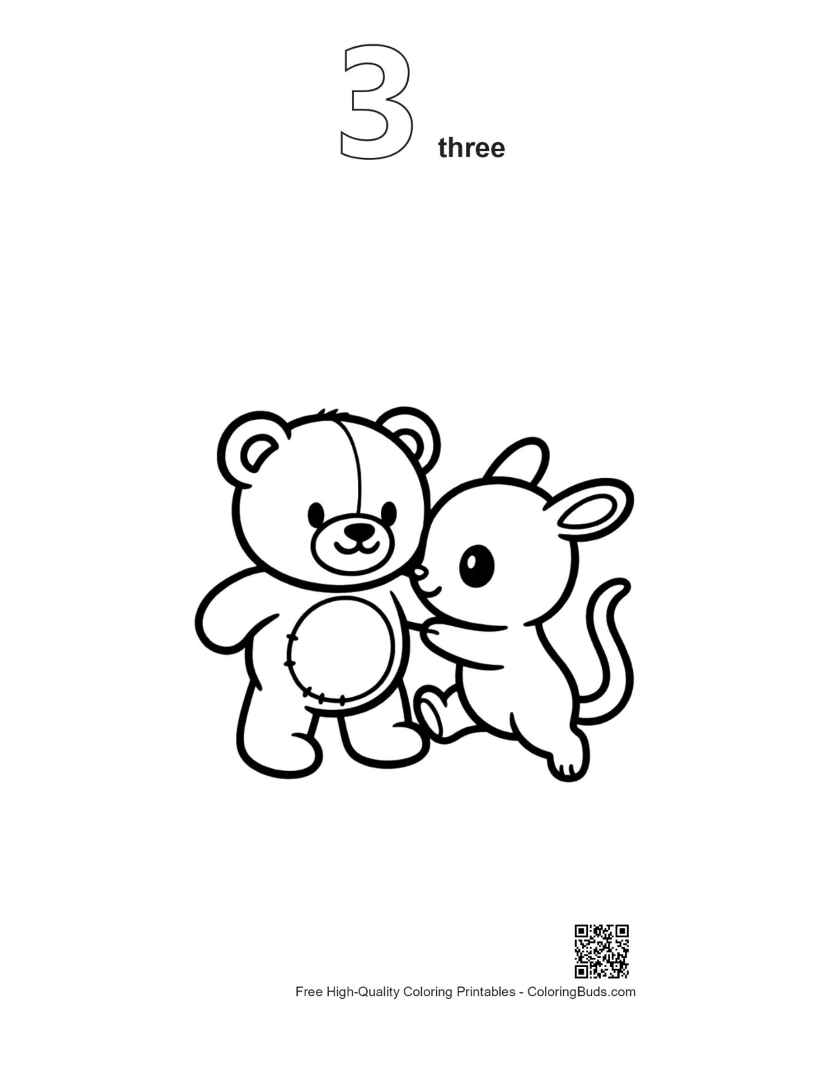 Outline teddy bear mouse cuddle version 3