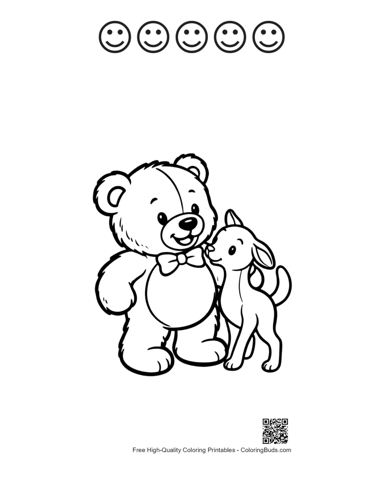Teddy bear fawn with happy faces outline