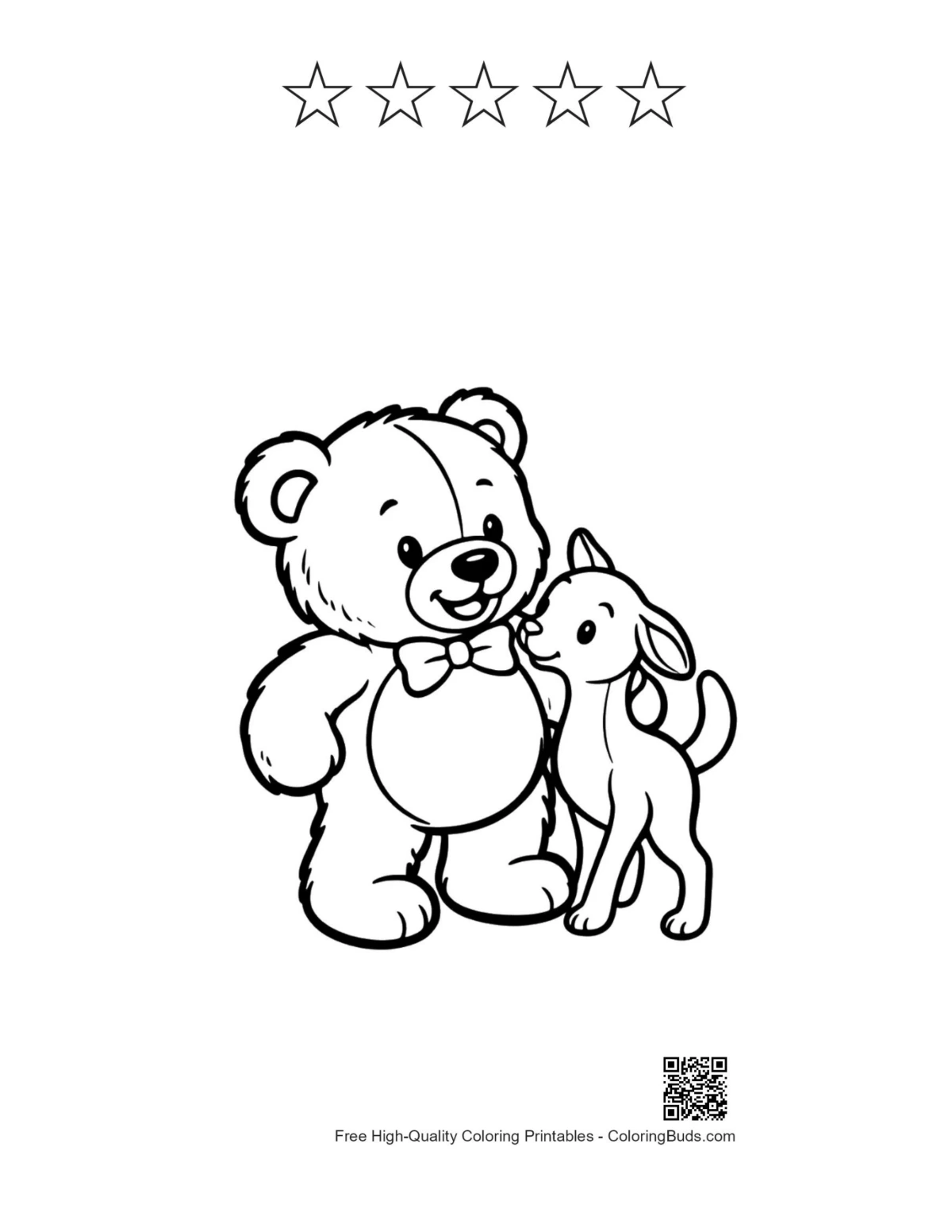 Teddy bear fawn with 5 stars outline