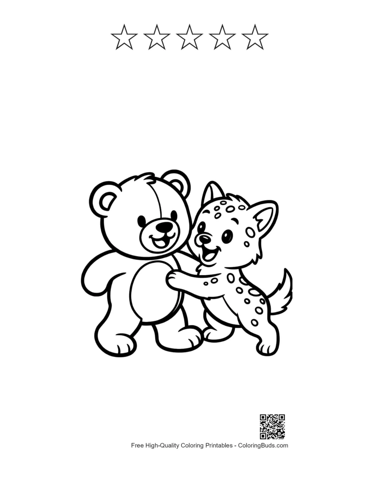 Teddy bear puppy printable with star outlines