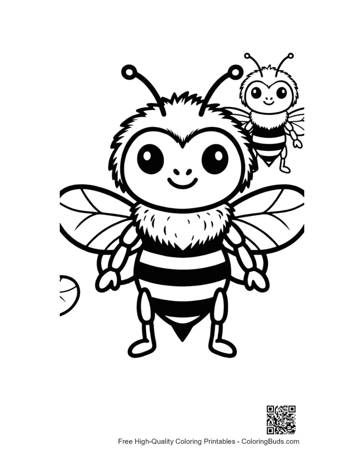 Adorable big and little bumble bees illustration