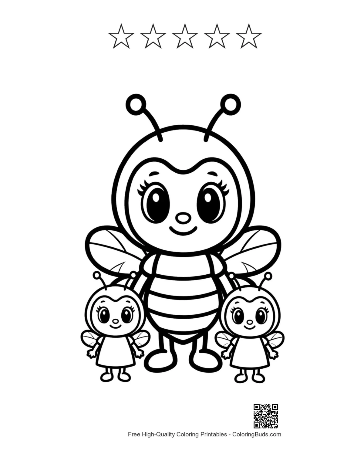 Mom honey bee twins printable with stars